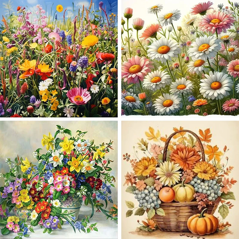 

GATYZTORY DIY Diamond Painting Flower Full Square Round Drill Mosaic Garden Home Decoration Handmade Gift