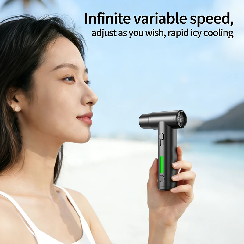 AI Protection Chip Portable Fan 90,000RPM Stepless Speed Type-C Charging for Safe Use