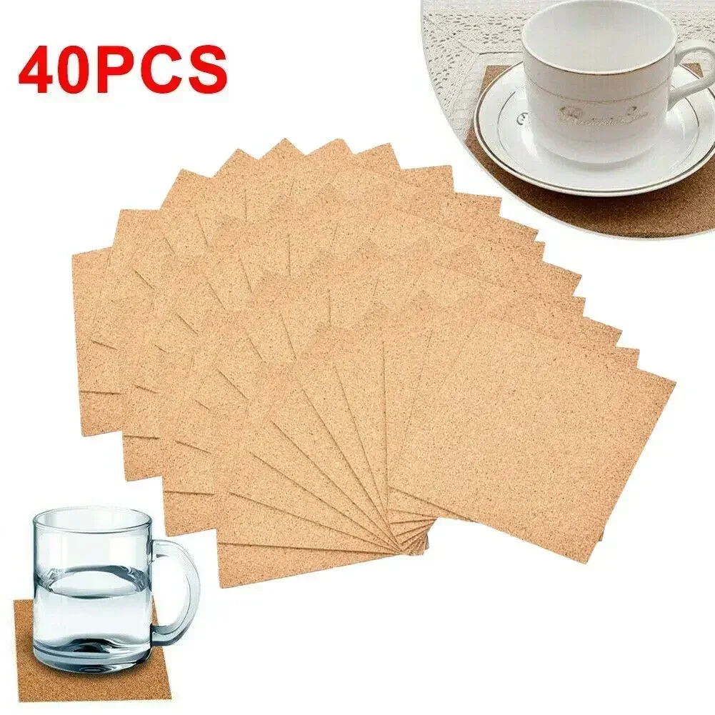 With Back Glue Square Cork Mat Applied In Office 100 X 100 X 1mm 100MM 40pc Cork Non-slip Self-adhesive Hot Sale