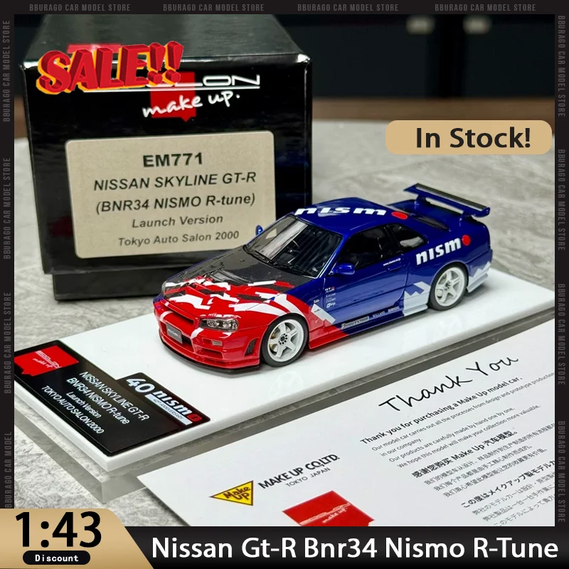 

Новый в наличии Make Up 1:43 Nissan Gt-R Bnr34 Nismo R-Tune, модель из смолы Mu, миниатюрные литые украшения, игрушки на заказ для детей
