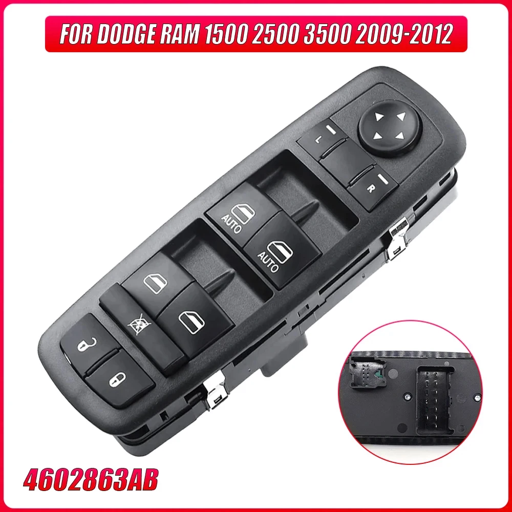 

Master Window Control Switch Button 4602863AB for 2009 2010 2011 2012 Dodge Ram 1500 2500 3500 68141894AA 68110866AA
