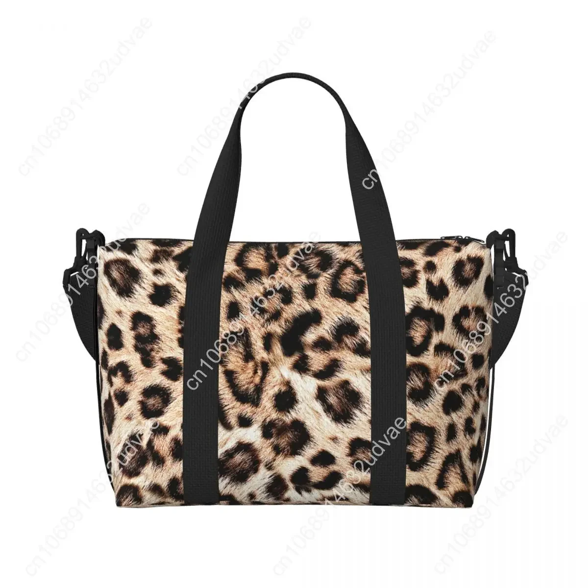 Custom Leopard Print Beach Tote Bag Women Extra Large Gym Carry On Animal Skin Travel Shopping Bags
