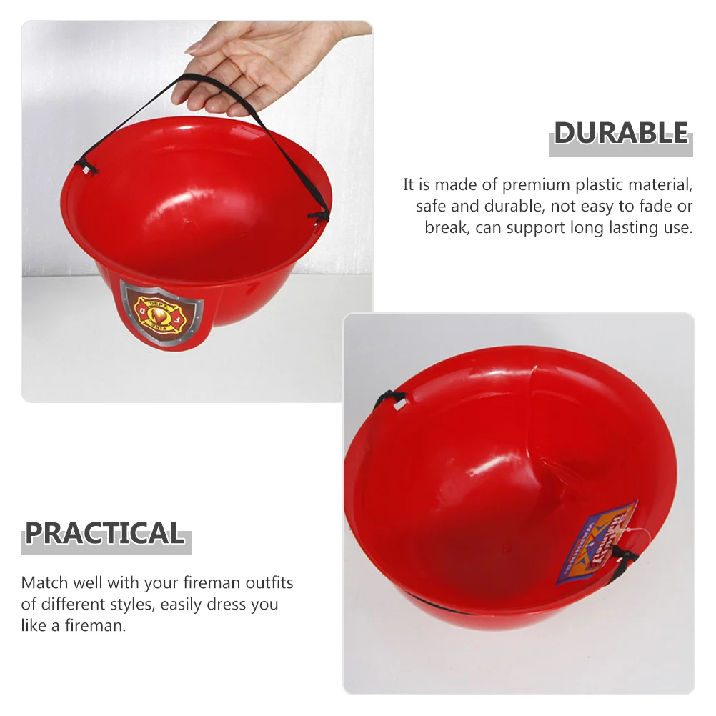 3 Pcs Hard Hat Fire Plastic Firefighter Costume Prop Accessory Fireman Red Children