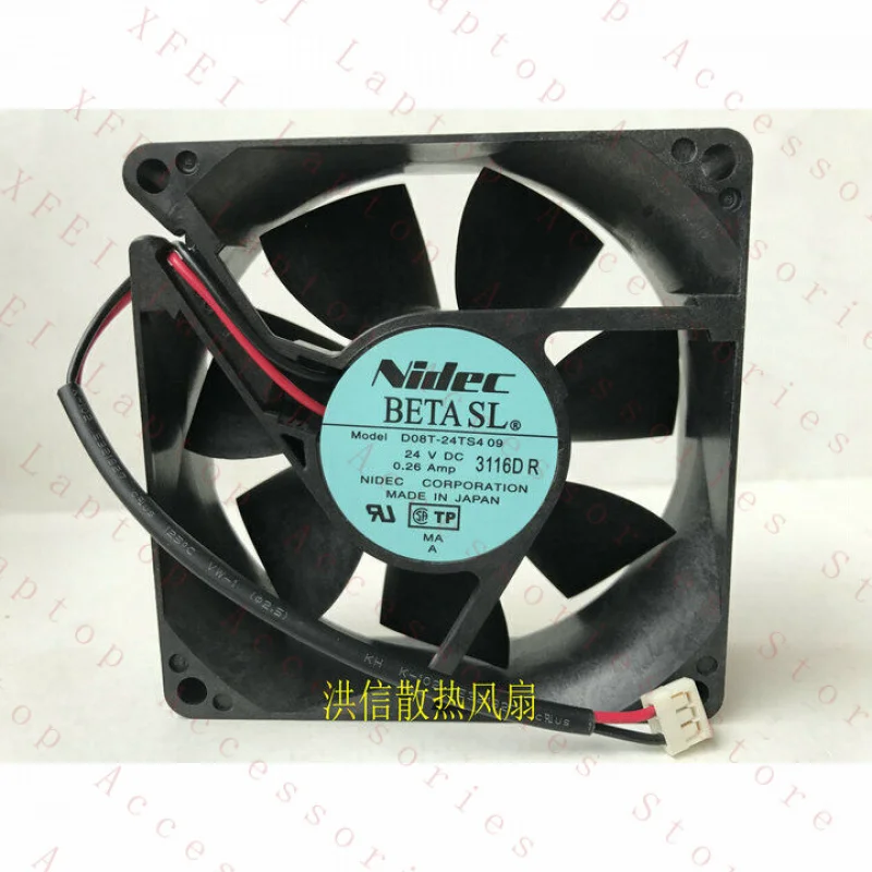 

C 1 pcs Fan D08T-24TS4 09 DC24V 0.26A 8025 8CM 2 Wire 3 Pin