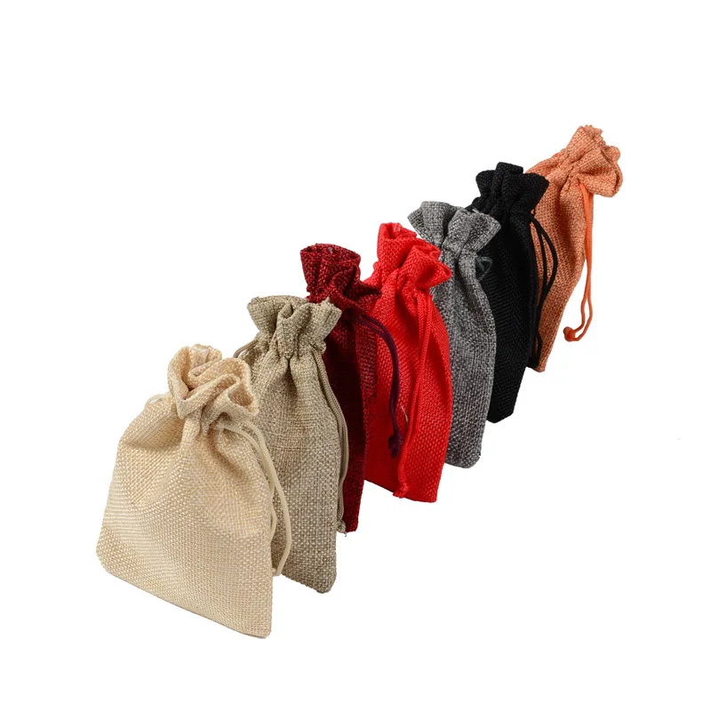 50Pcs/Lot 8×10cm Jute Bags Jute Pouches Gift Wedding Festival Jewelry Store Content Bag Can Be Customized