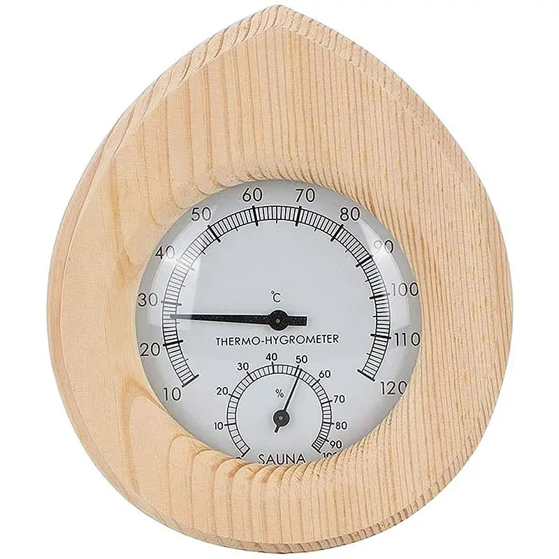 Sauna Thermometer 2 in 1 Wooden Sauna Thermometer Hygrometer Precise Indoor Sauna Hygrothermograph 10 -120℃ Thermometer