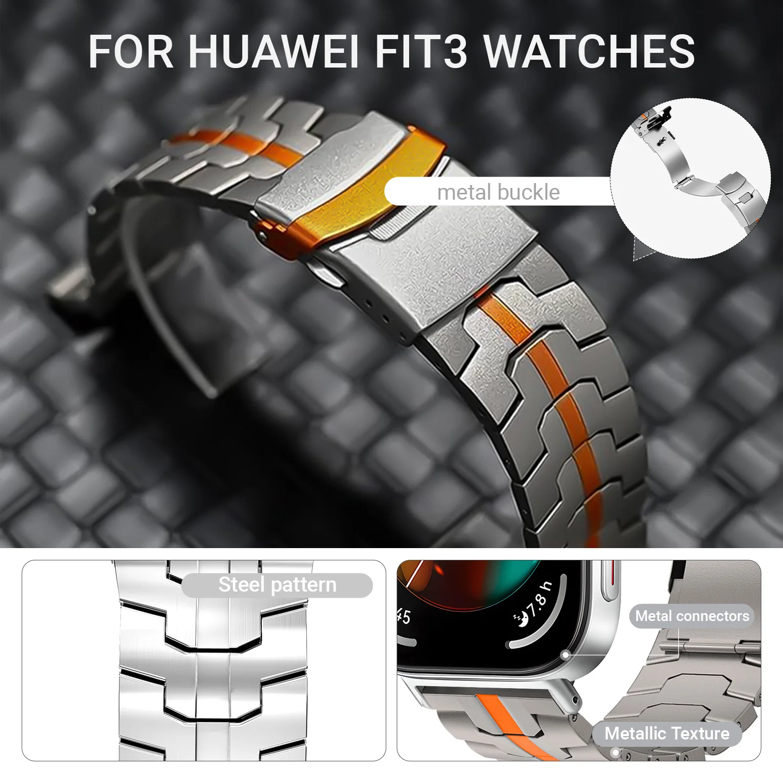 Металлический ремешок для часов Huawei Fit 3/4, регулируемый браслет-браслет для часов Huawei Fit 4/4 Pro, аксессуары для ремня из нержавеющей стали