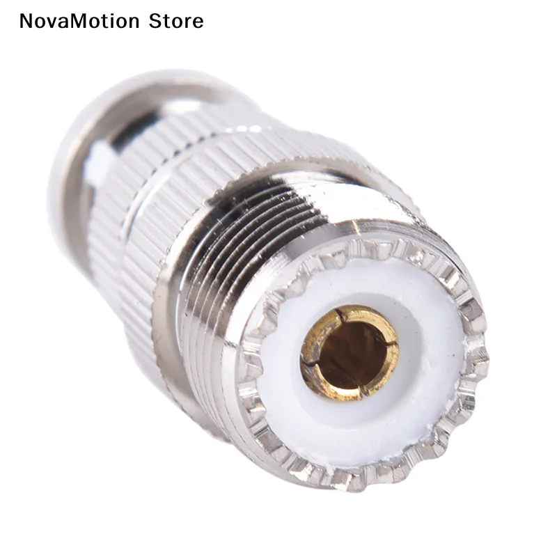 [NM]Silver RF Female Coaxial Brass Adapter Cable Connector BNC Male Plug To SO239 UHF PL-259 Jack[NM]