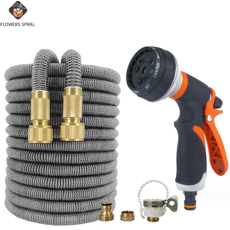 

Extended 25-125FT Garden Hose With 8 Mode Spray Gun Durable Rubber Reel Garden Water Pipe Set For Outdoor Cleaning And Watering