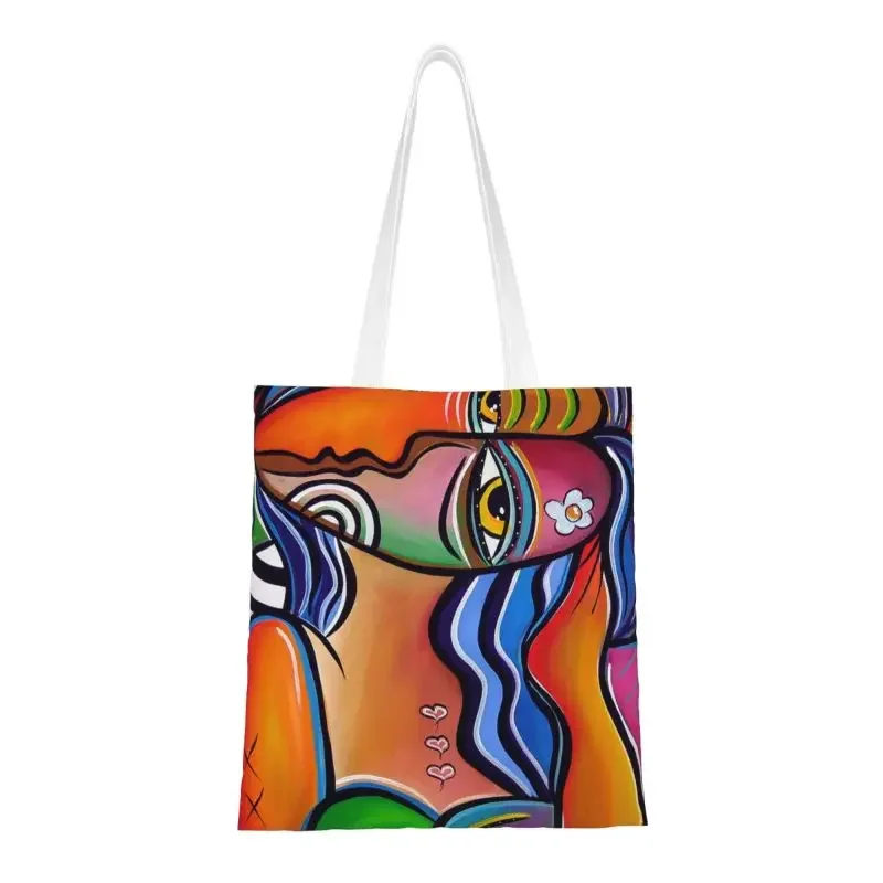 Pablo Picasso Groceries Shopping Bag Cute Printed Canvas Shopper Shoulder Tote Bags Big Capacity Washable Handbag