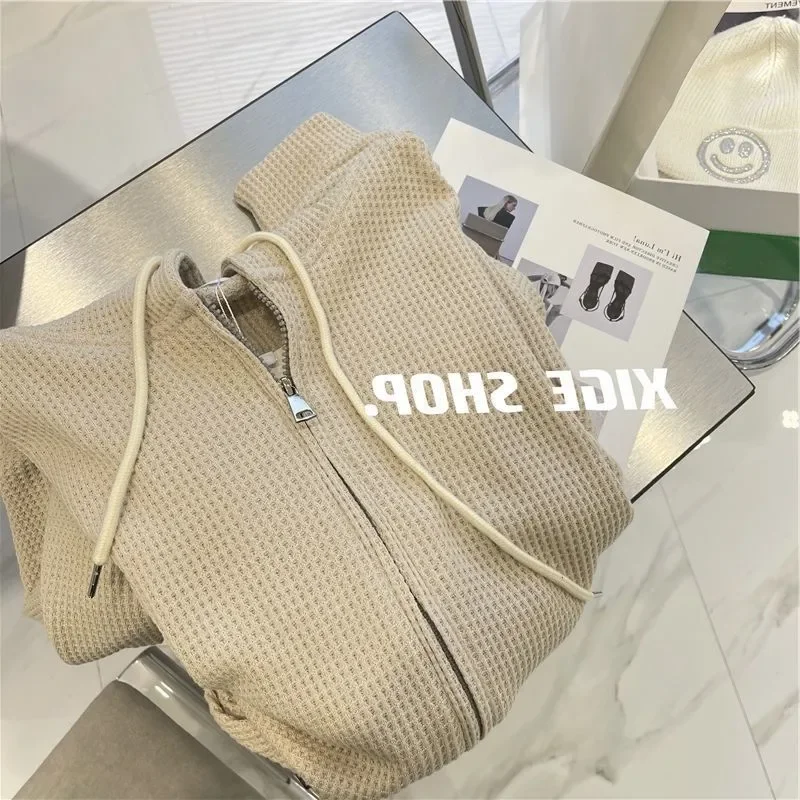 سويت شيرت شتوي بقلنسوة للنساء على الطراز الكوري الجديد فضفاض غير رسمي وسترة مخملية بسحاب