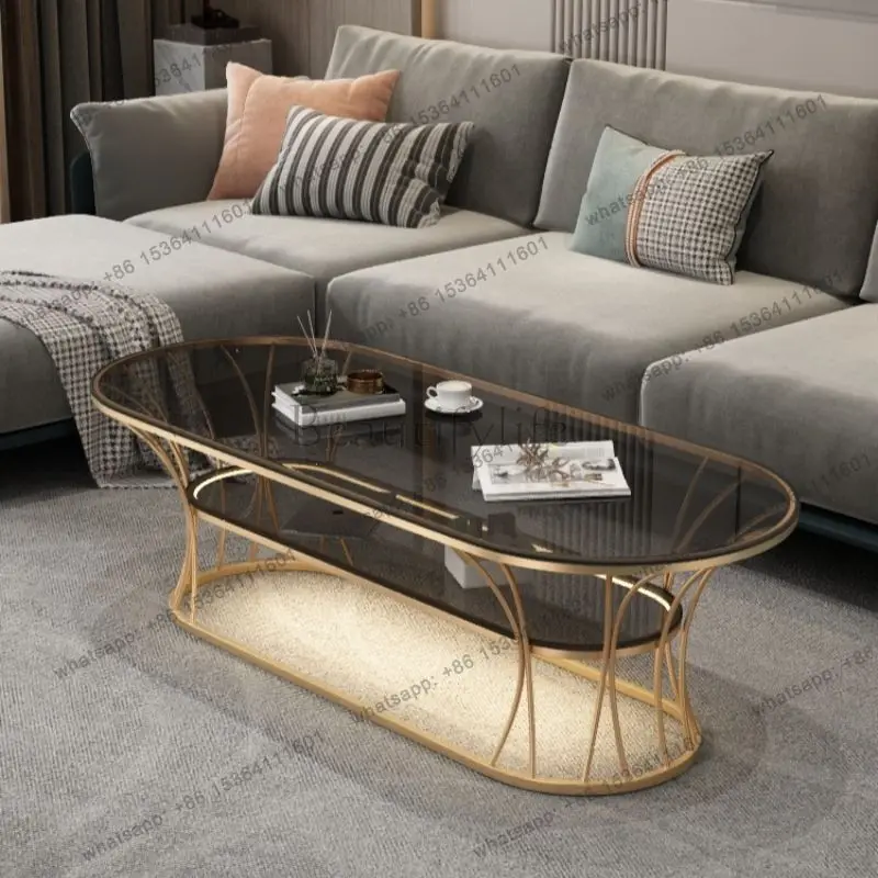 Simple modern home coffee table small apartment rental room living room round glass