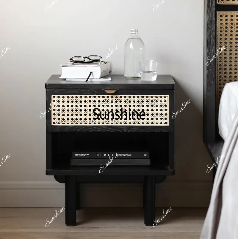 Wabi Sandy Wind Rattan Cabinet Simple Bed and Breakfast Bedside Table Customization