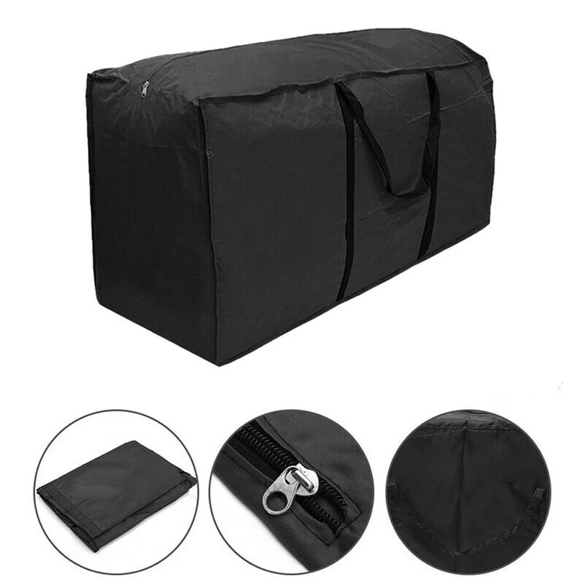 Black Heavy Duty Waterproof Oxford Cloth Storage Bag, Garden Furniture Set Covers, Outdoor Cushion Christmas Tree Organizer