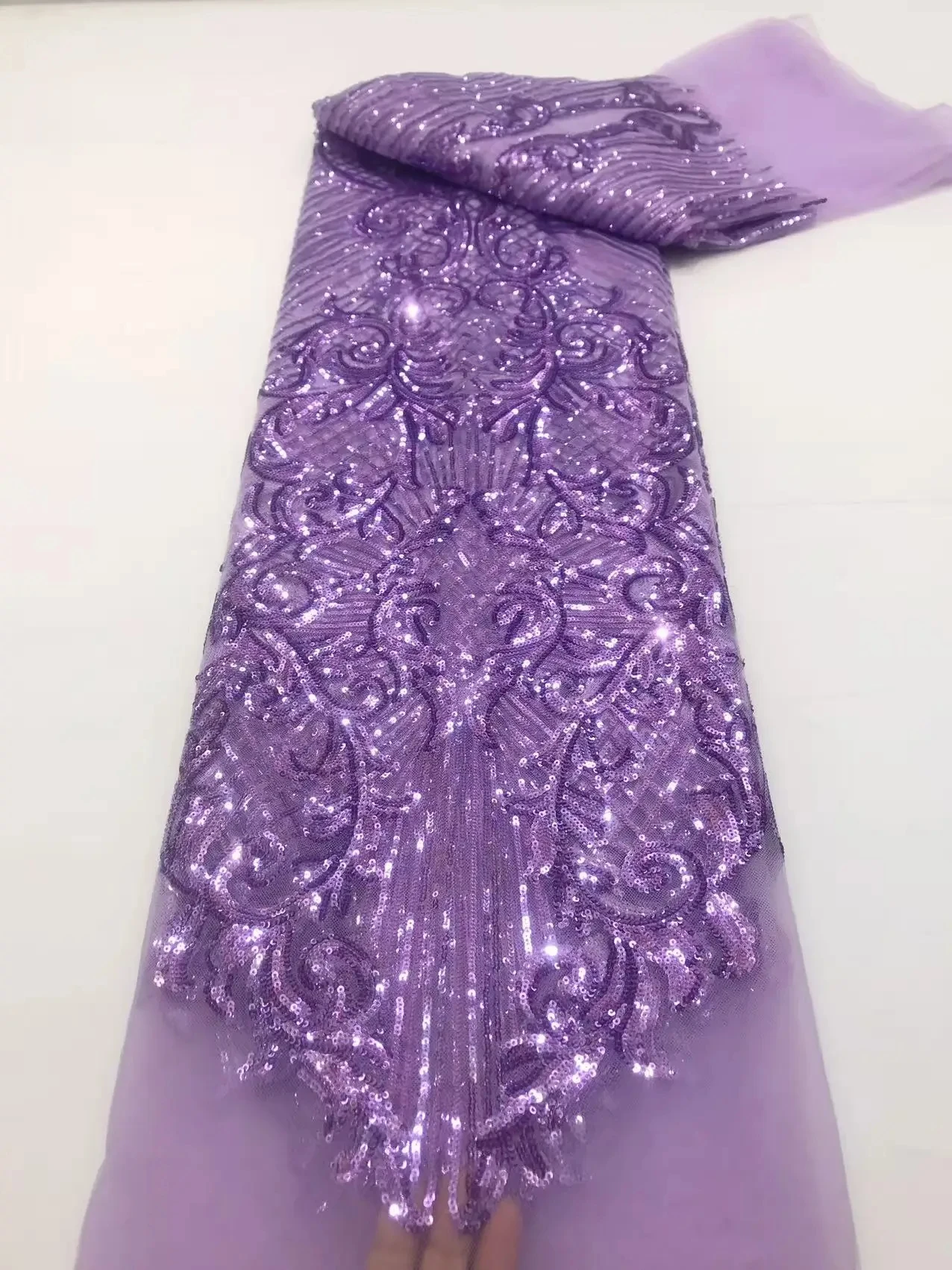 Französische Mesh-Spitze 2026, Stoffe mit Stickerei, Pailletten, Tüll, afrikanischer Spitzenstoff für nigerianische Damen-Partykleider, 5 Yards, Nähmeter