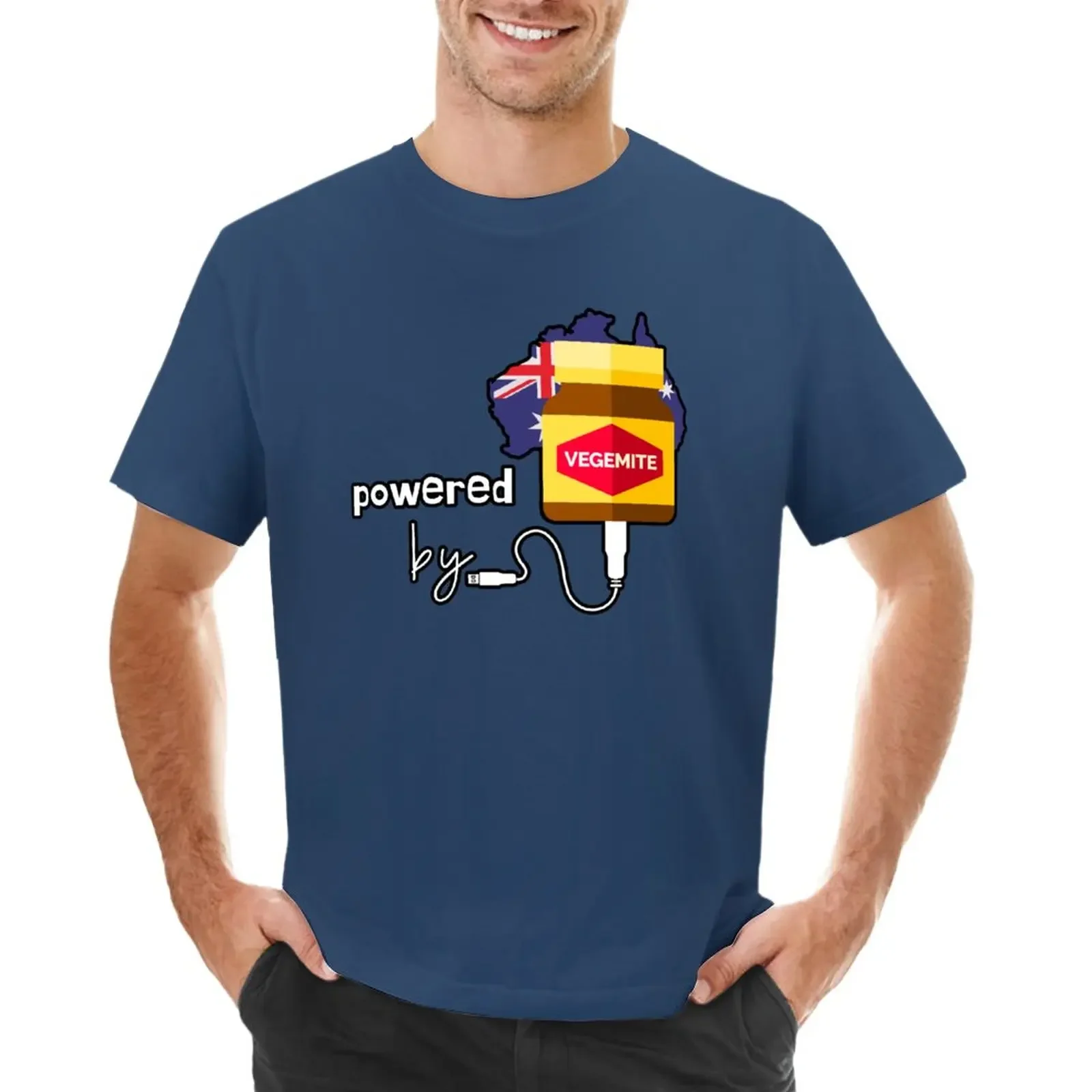 Camiseta con estampado de Vegemite para hombre, camisa de entrenamiento de moda coreana, tops en blanco de talla grande