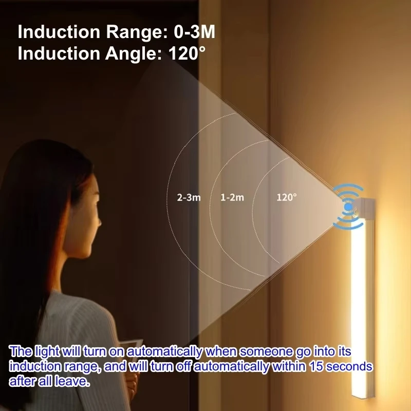 Xiaomi Wireless LED Night Light Motion Sensor Induction USB Rechargeable Portable Magnetic Cabinet Lamp Tube for Kitchen Bedside