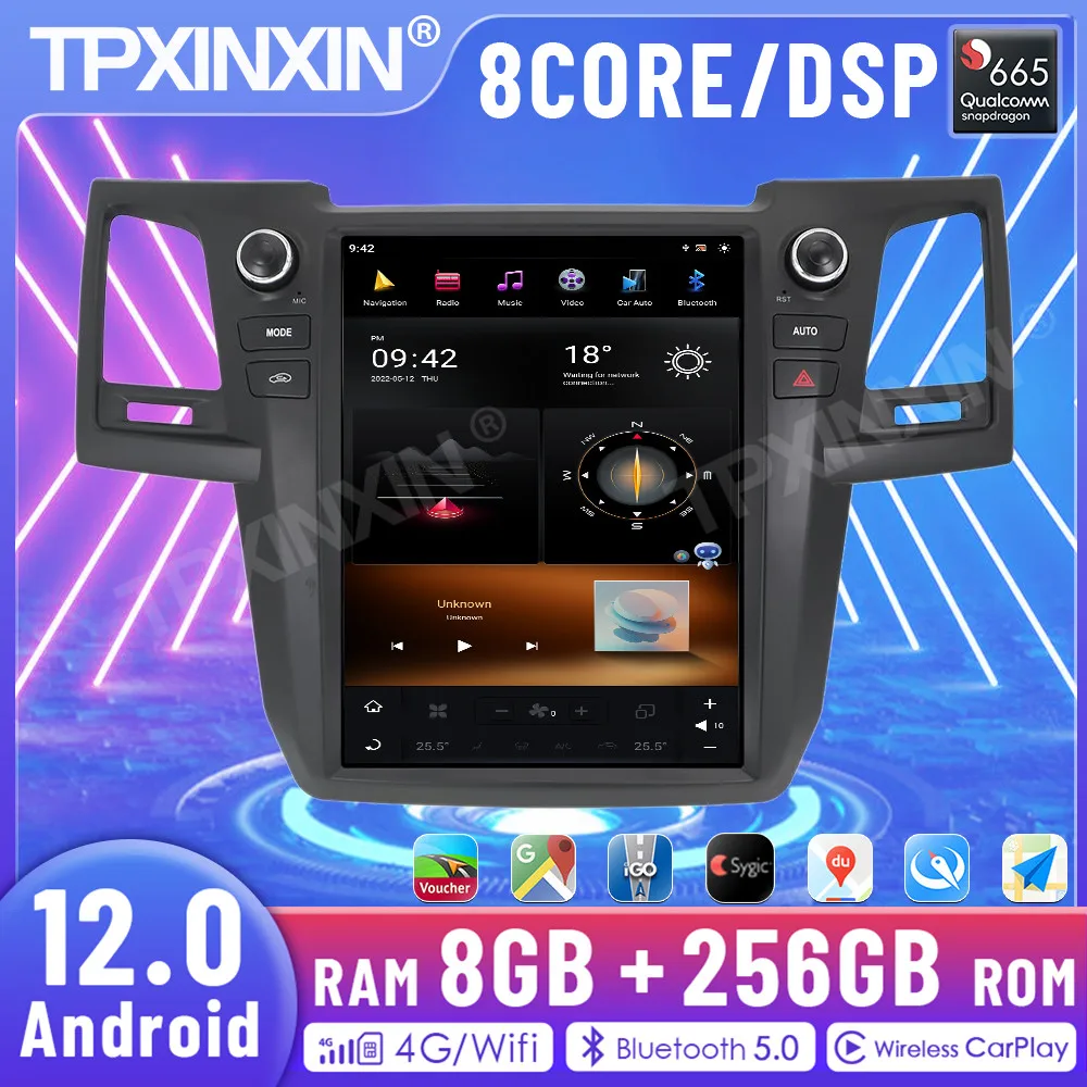 

For Toyota Fortuner 2007-2015 Android 12 8+256 Car Multimedia Audio Radio Player GPS Navigation Head Unit DSP Carplay