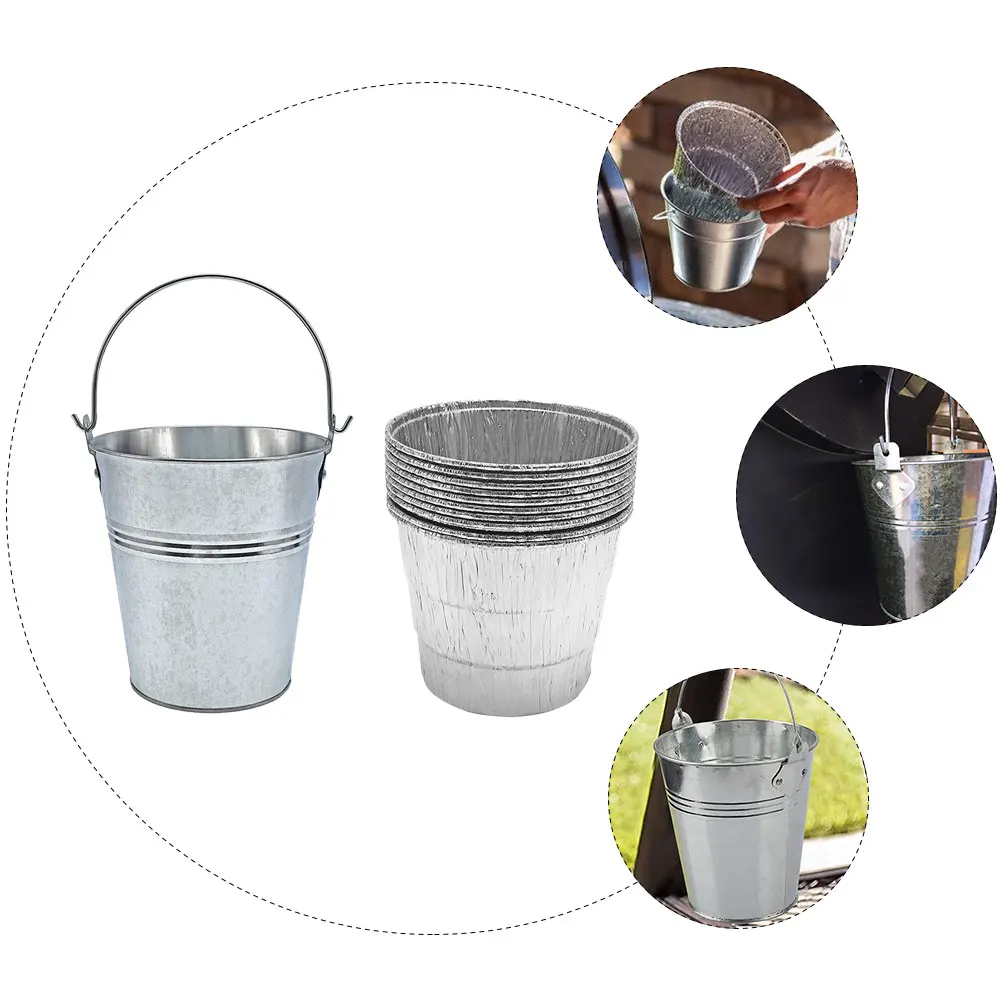 

10pcs Disposable Grease Bucket Foil Liners Bbq Grill Drip Oil Container Lightweight Portable Replacement Barbecue Grease Barrel