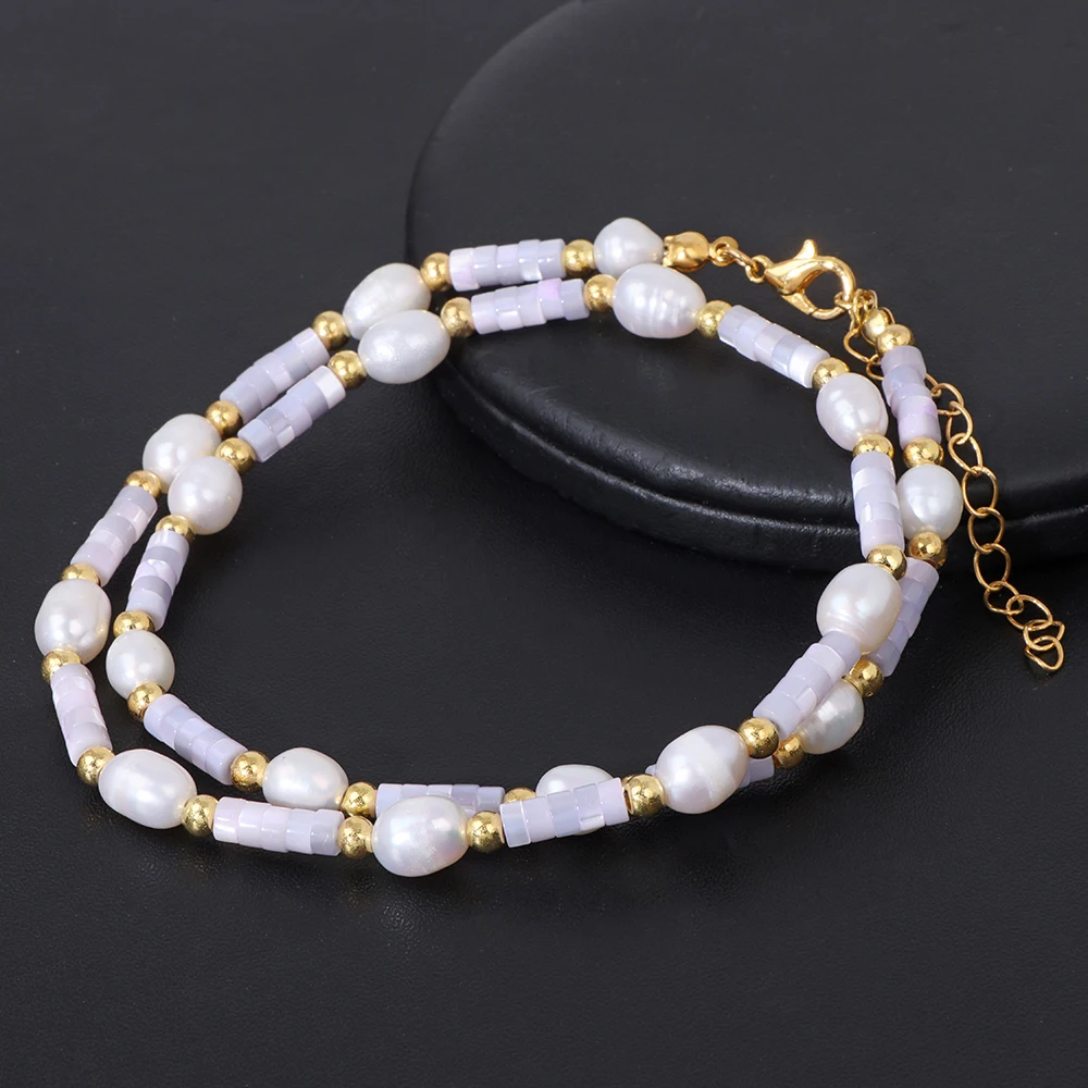 Bohemian Natural Shell Necklace Women Natural Pearl Beads Necklace Mother of Pearl Shell Chokers Handmade Jewelry Female Summer