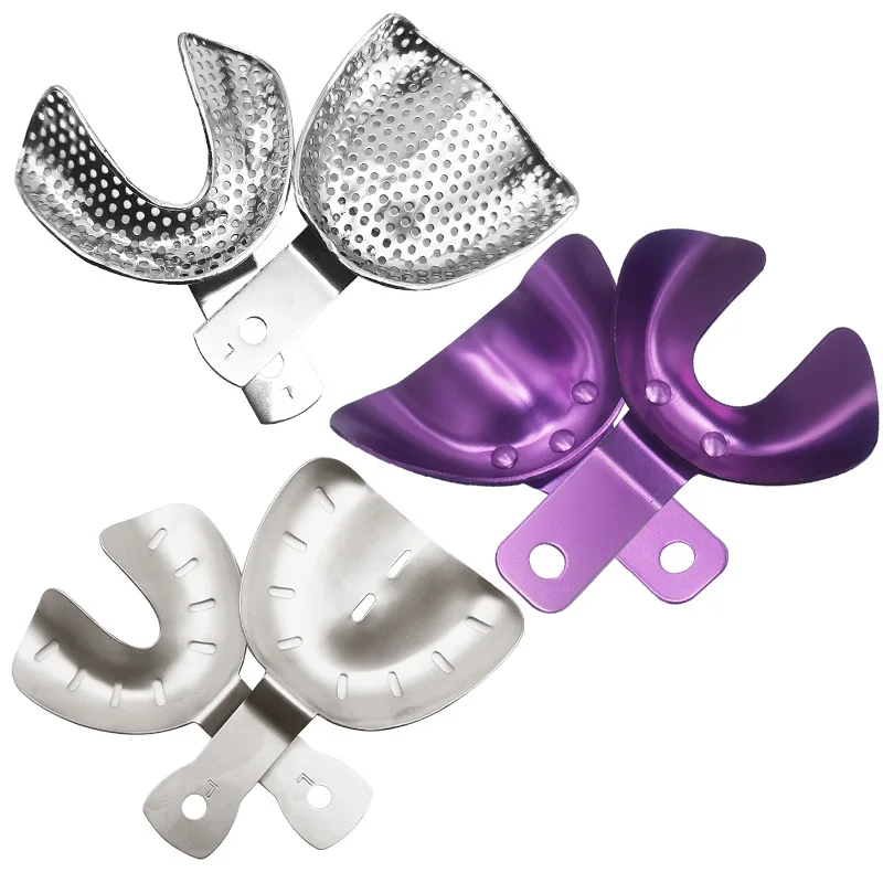 

10 Pairs Aluminium alloy Dental Upper Lower Impression Trays Autoclavable Teeth Tray Teeth Holder Lab Equipment Dentist Tools