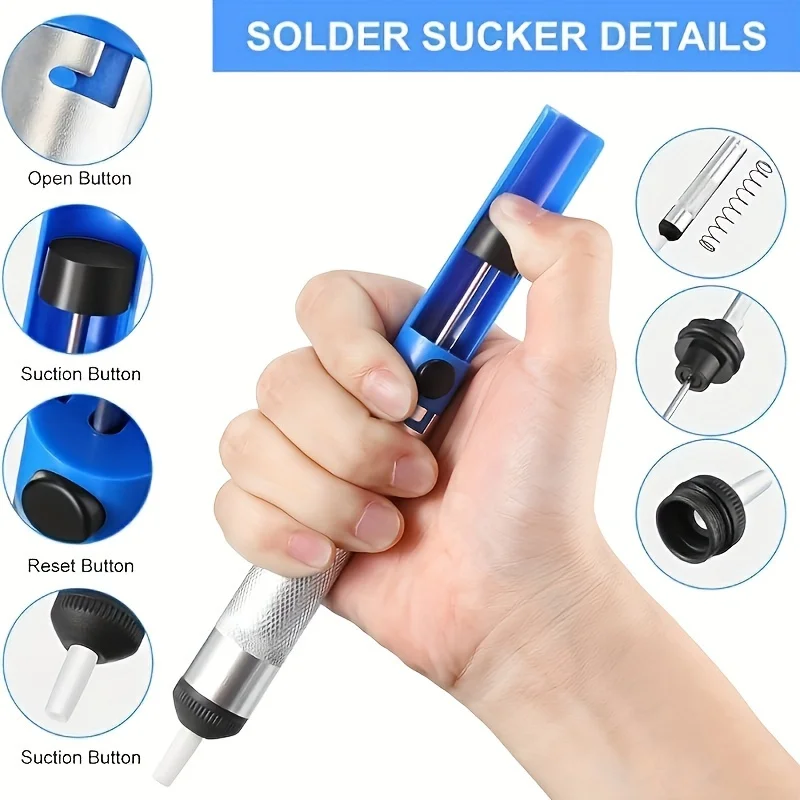 [SHAWNICE Aluminum Alloy Solder Suction Pen | Manual Desoldering Pump with Comfortable Grip, Vacuum Solder Removal Tool