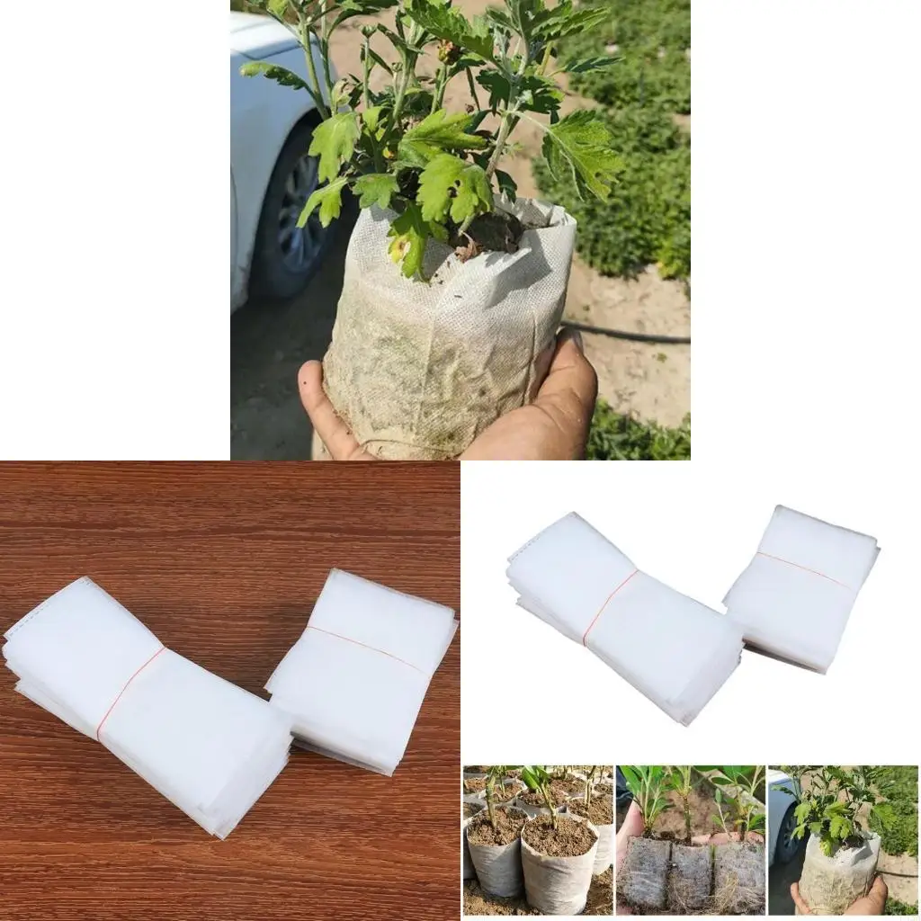 L43A 100Pcs/set Large Fabric Planter Breathable Plant Grow Bags Nonwoven Fabric Grow Bags Fabric Garden Bed Plant Bag