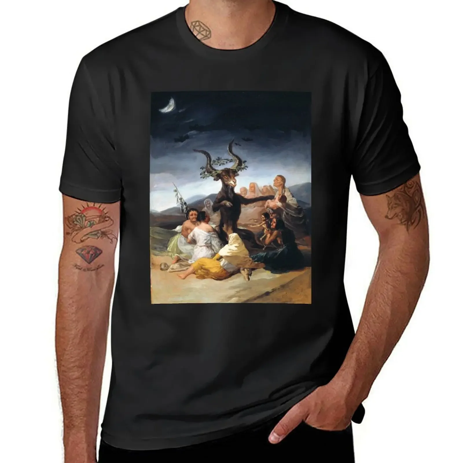 The Sabbath Of Witches Francisco Goya -Witches' Sabbath -The Great He-Goat T-Shirt plain heavyweights quick drying men t shirts