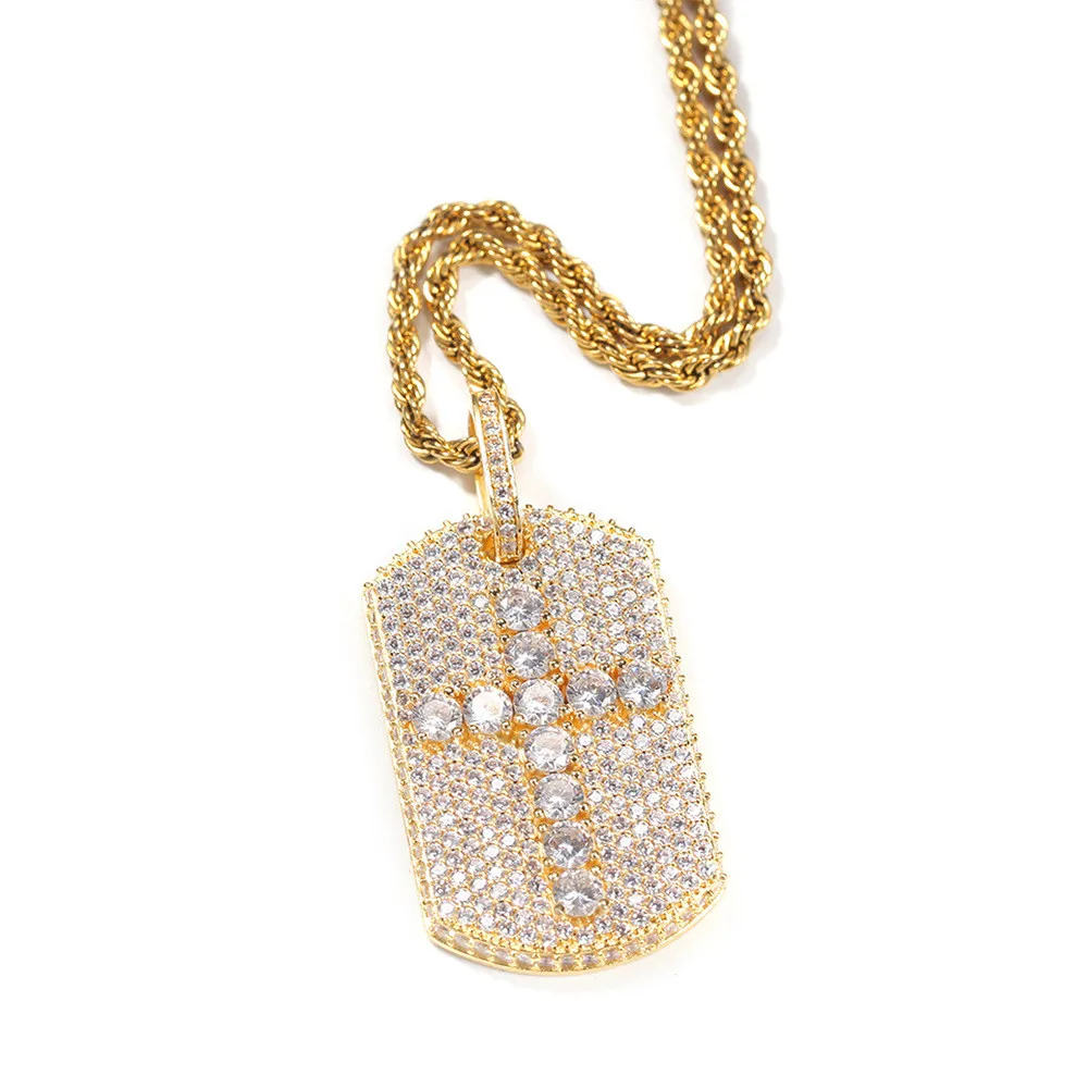 

Мужское колье с квадратным крестом из 18-каратного золота с цирконом, модные украшения в стиле хип-хоп и рок, аксессуары для вечеринок