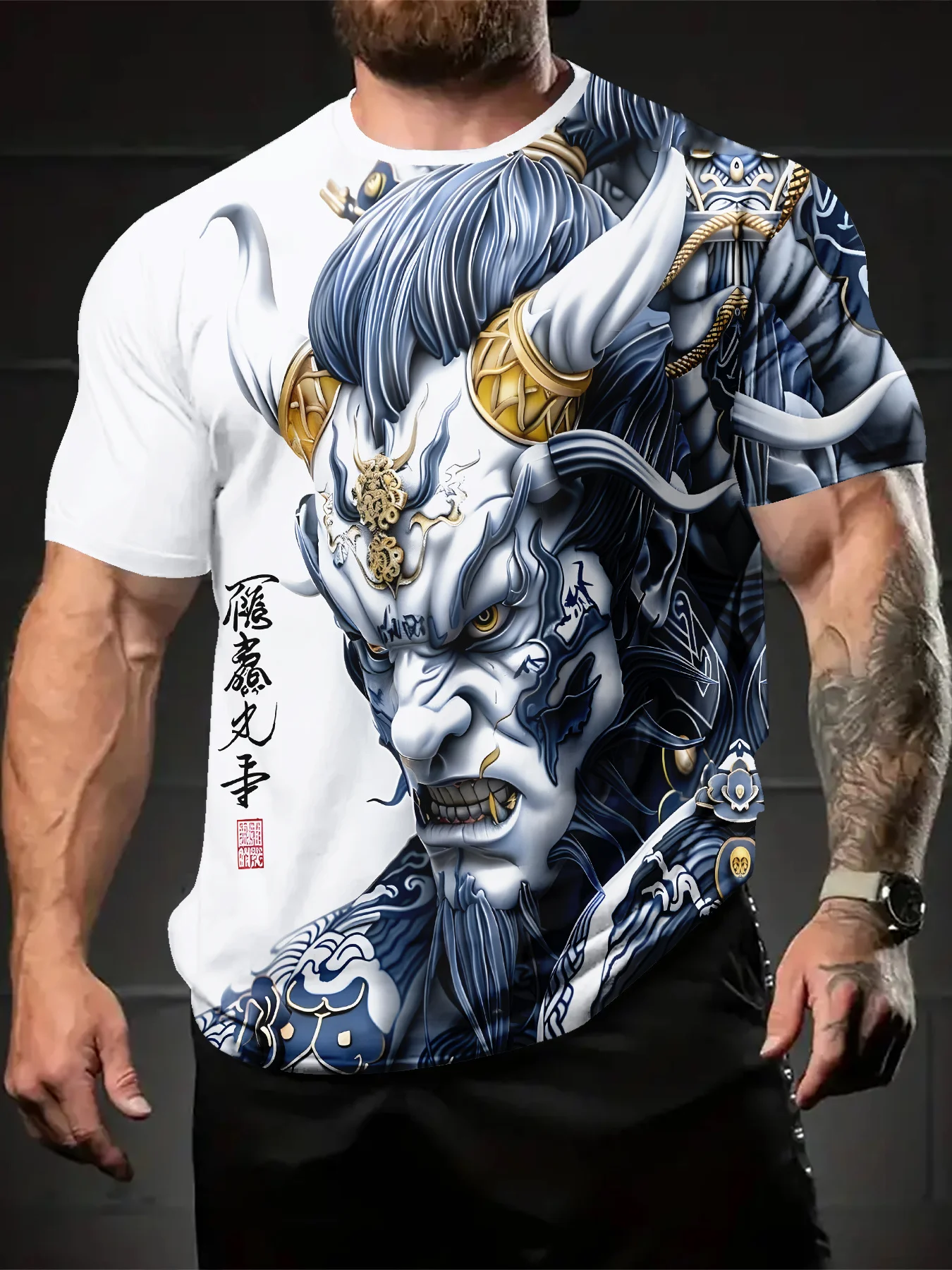 

Funny 3D Japanese Samurai Print Men's T-Shirts Hip Hop Trend Harajuku Streetwear Summer Loose Short Sleeve Top Casual O-neck Tee