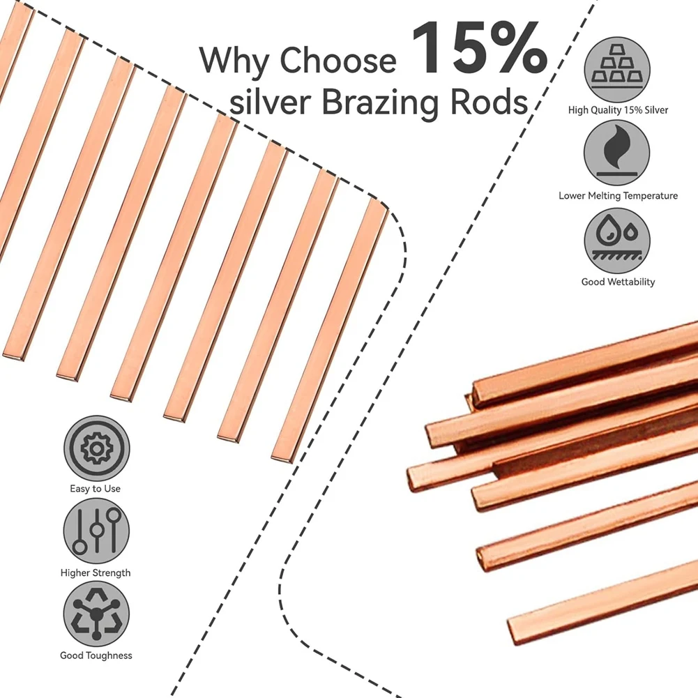 ABSS-Alloy For Refrigerator Hvac And Cold Silver Brazing Rods, 42 PCS Flat Welding Rod For Copper Phosphor