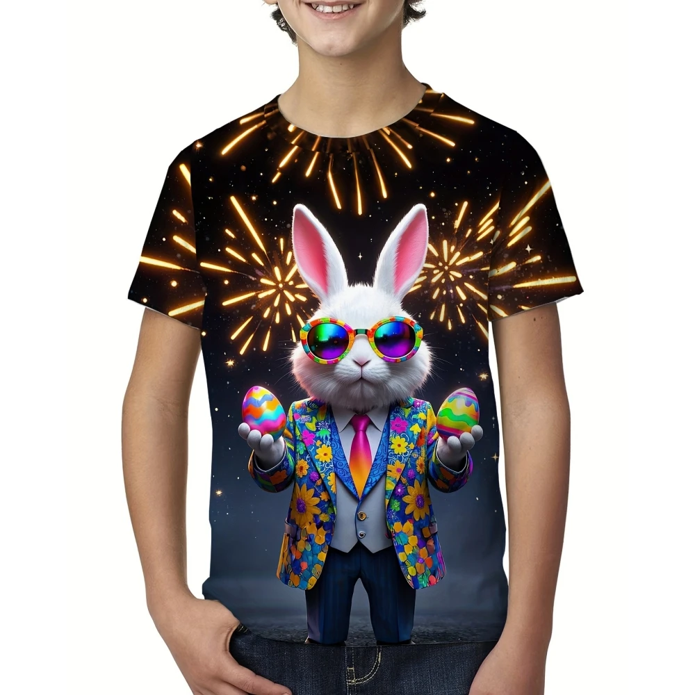 

Kids Clothes Boys' Easter Bunny Printed T Shirt Short Sleeve Kids Girls Clothes Round Neck Children Top Casual Tops Kids T Shirt