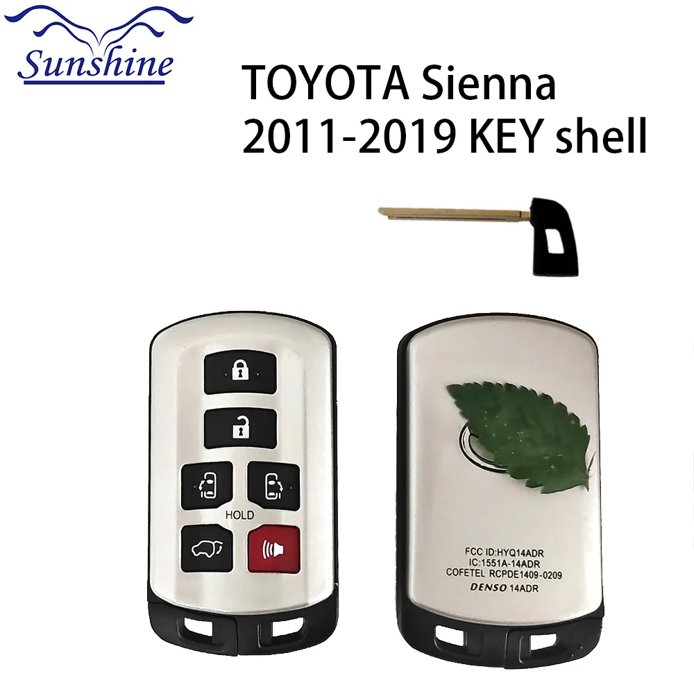 

Логотип Sunshine с 6 кнопками без вырезанного лезвия - FOB для Toyota Sienna 2011-2017 2018 2019 2020 Чехол с дистанционным управлением Smart Prox