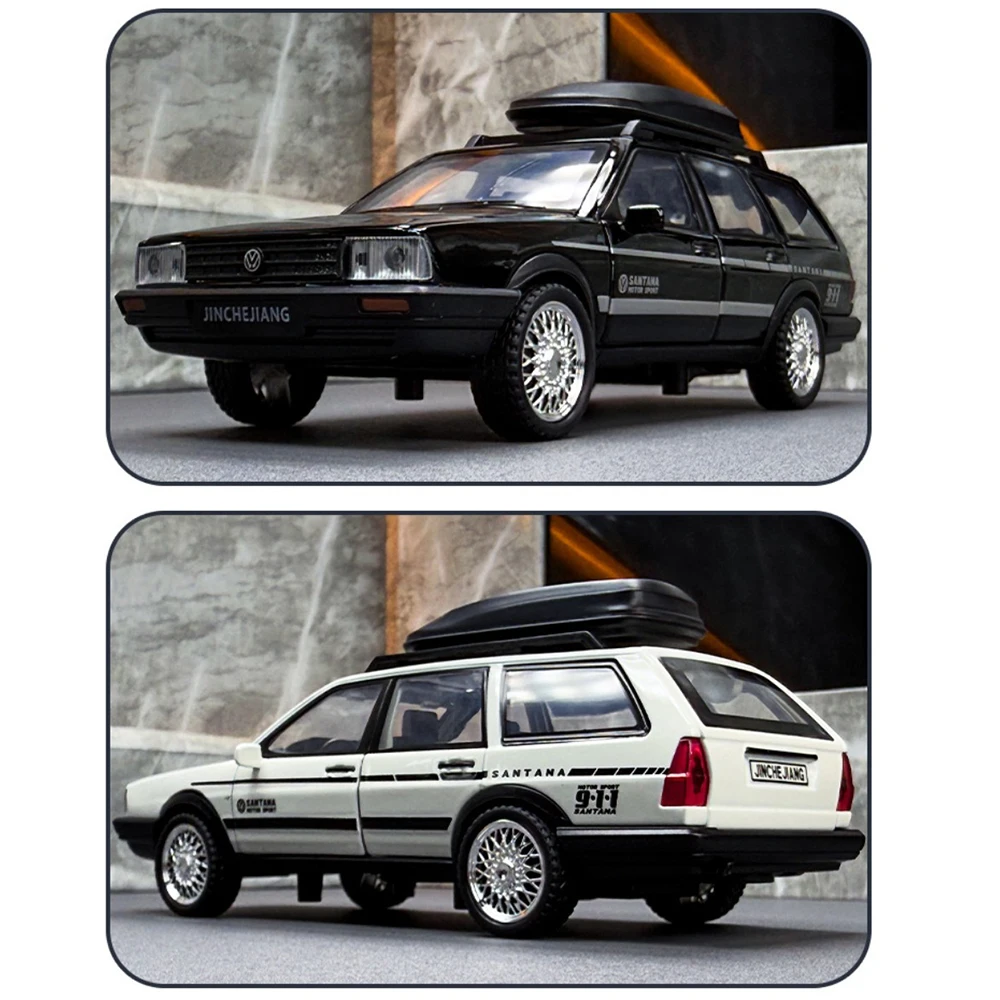 1:32 Scale Santana SAMBA T1 Model Car Toy Alloy Body Rubber Tires Sound Light Pull Back Models Kids Collection Ornaments