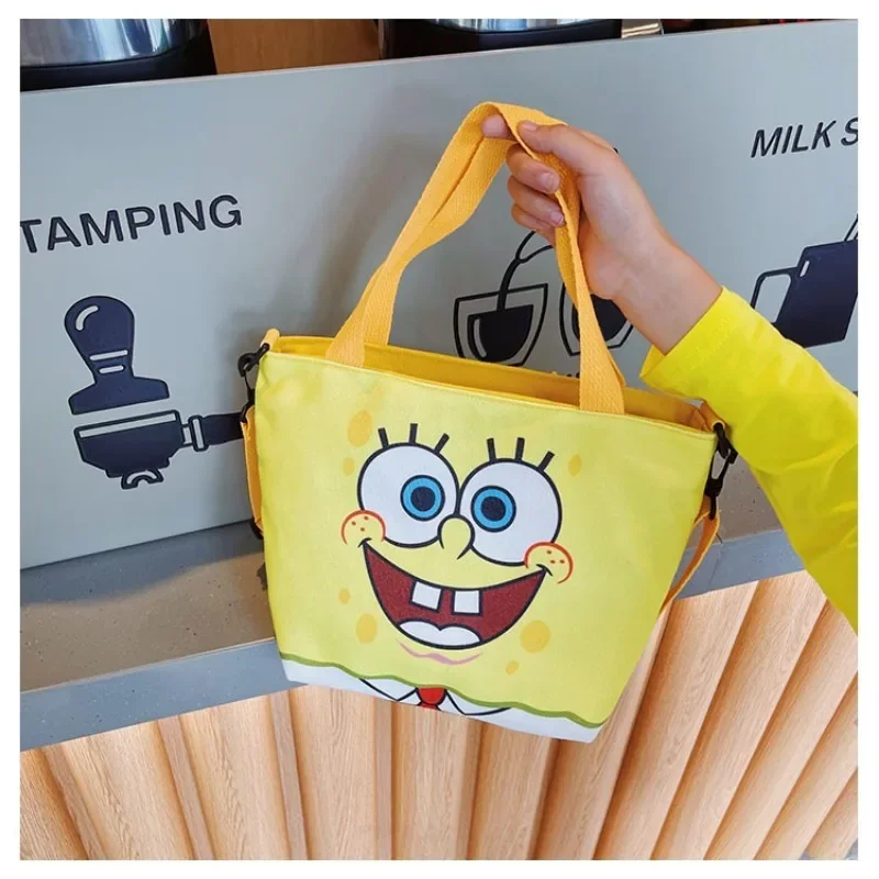 SpongeBob Messenger Bag Kids Cartoon Cute Canvas Travel Anime Boys Girls Kindergarten Children Tote Lunch Shoulder Storage Bags