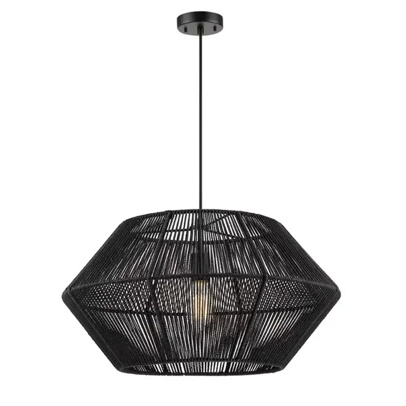 E26 Interior Lighting Rattan Black Chandelier