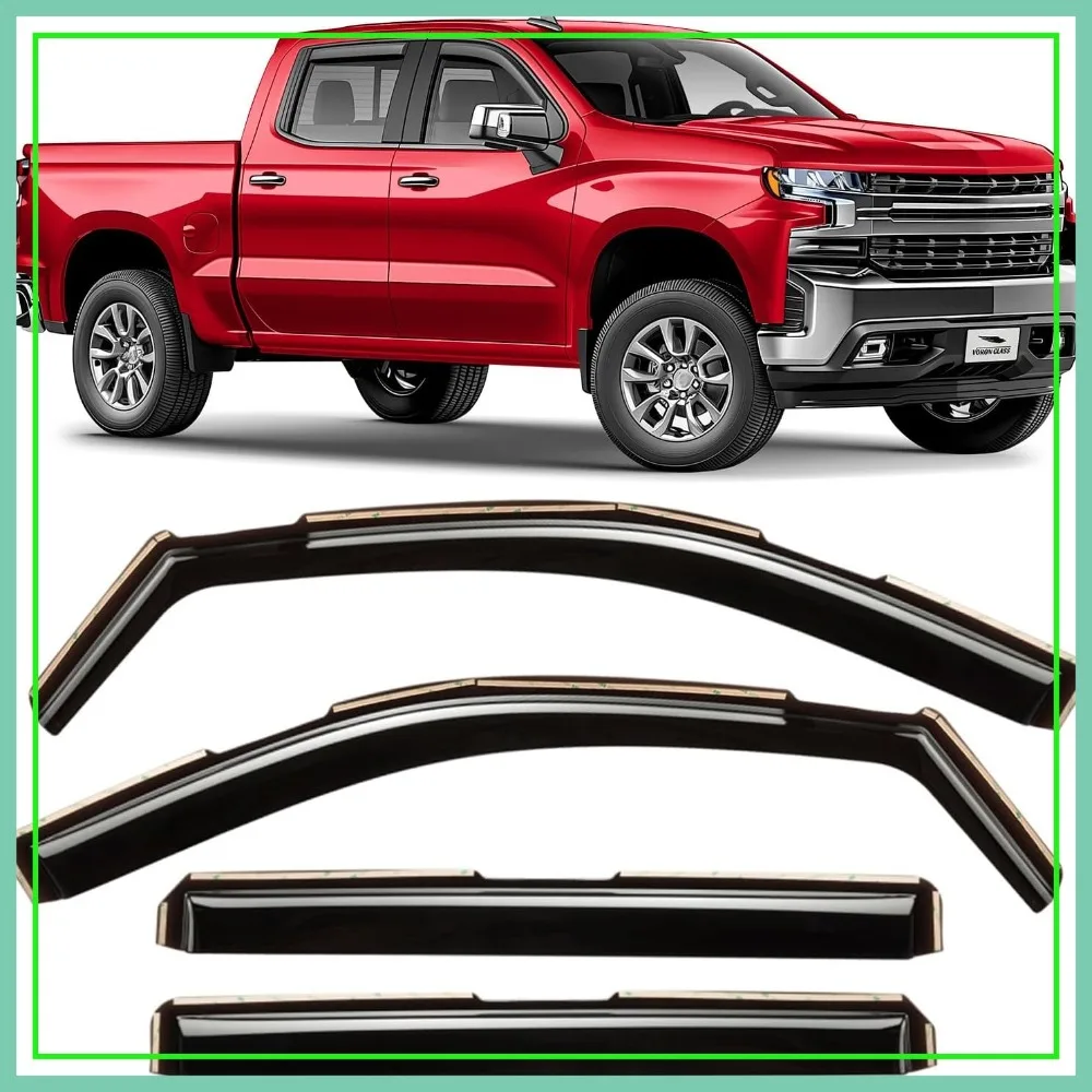 

In-Channel Rain Guards for Chevy Silverado/GMC Sierra 1500 2019-2026 Crew Cab, 4pcs
