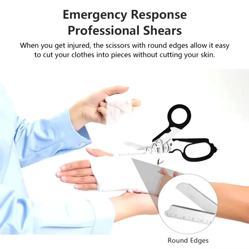 Multifunction Scissors Raptors First Aid Expert Tactical Folding Scissor Ring Cutter Outdoor Survival Tool Combination Gadget