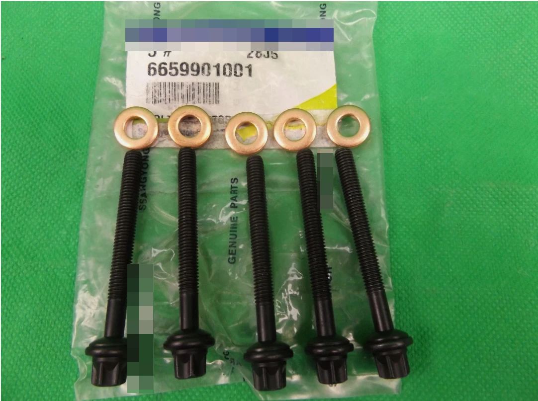 

5 шт./компл. ремонтный комплект топливной форсунки (болт + шайба) для Ssangyong Rexton 6659901001 + 6650170060