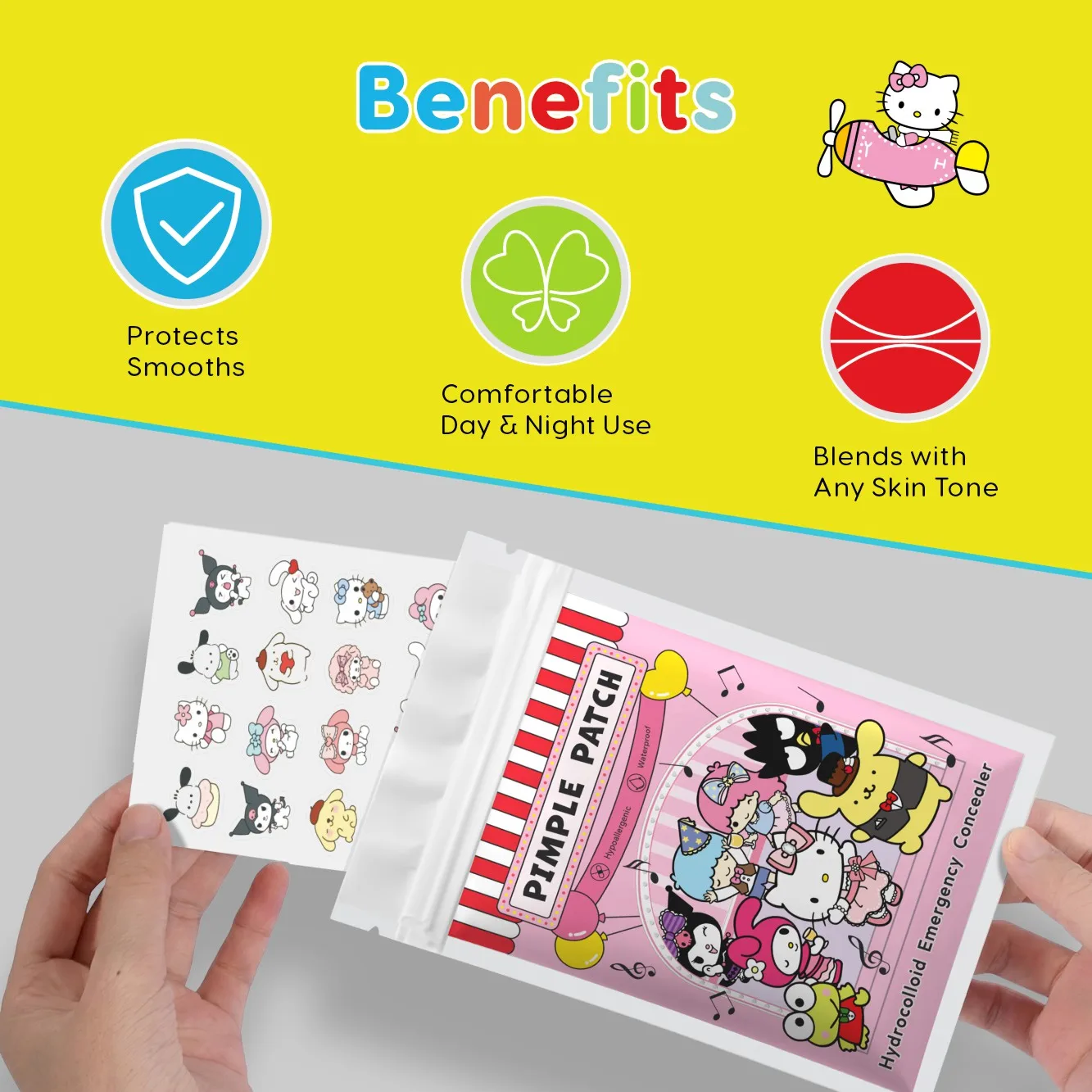 20/100pcs Hello Kitty Hydrocolloid Pimple Patch Set, Cute Cartoon Spot Stickers, Waterproof Invisible Face Care Patches view 4