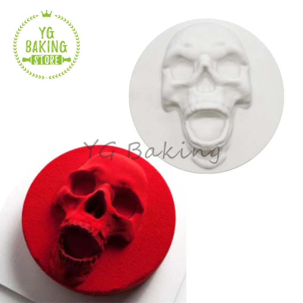 Dorica New Arrival Skull Design Mousse Cake Mold Halloween Silicone Decoration Tools Diy Craft Soap Mould Kitchen Tools Bakeware