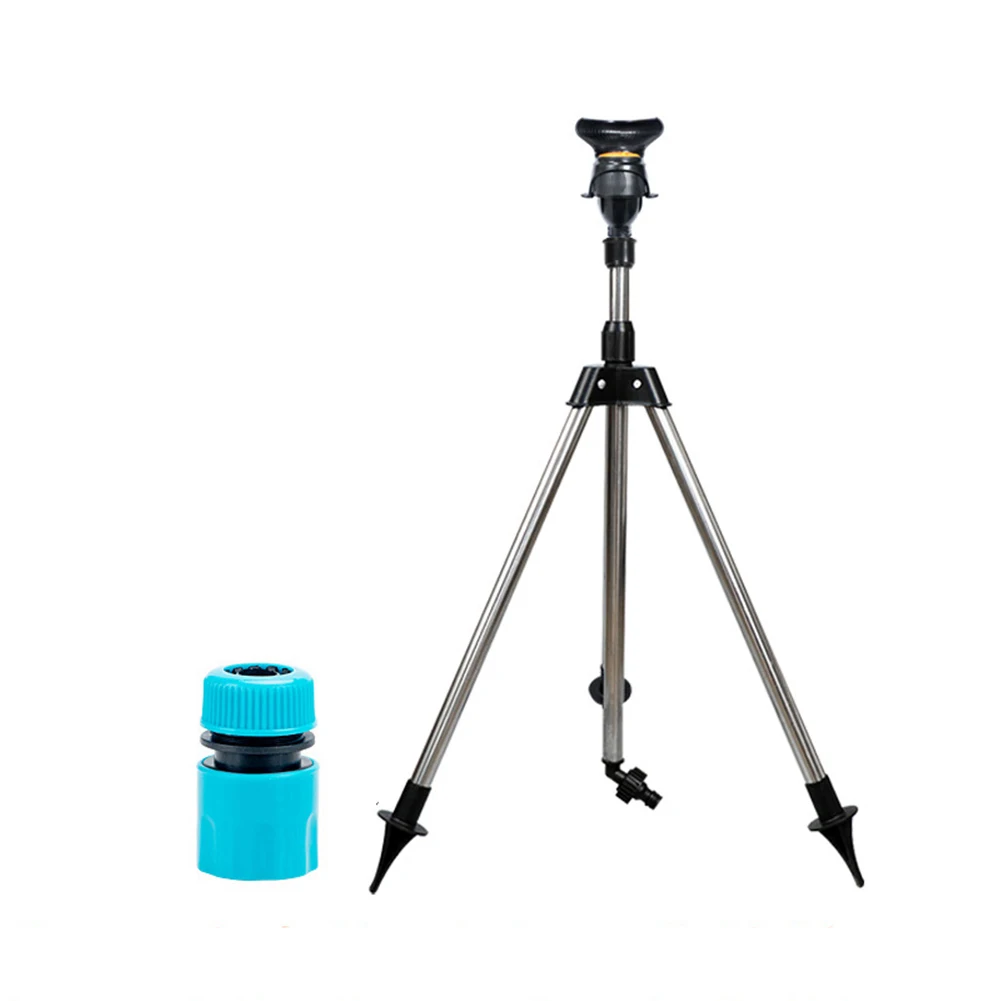 Rotary Sprinkler on Stainless Steel Tripod with Telescopic Adjustable Height and 360 Degree Spray for Garden and Lawn Watering