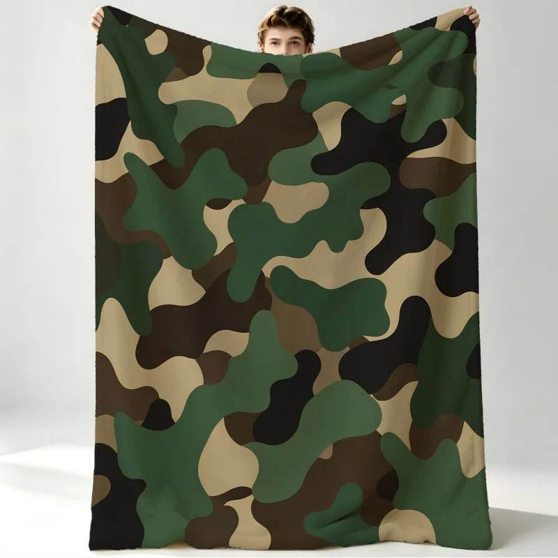 Militärische Tarnmuster-Decke, gemütliche Flanell-Überwurfdecke, weiche, warme Decke für Sofa, Bett, Camping, Heimdekoration