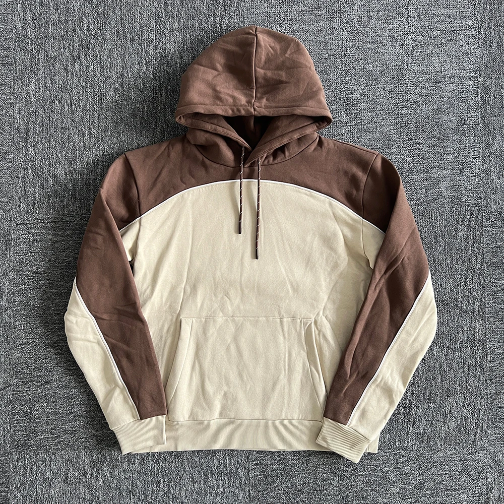 

SY-26 Tracksuit Cotton New in Hoodies & Sweatshirts Jogging Streetwear Men Brown Patchwork Sweatshirt with Embedded Stripes