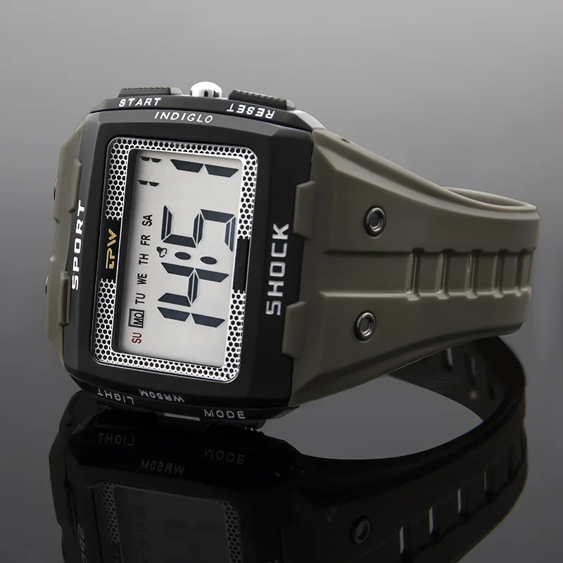 Reloj Digital deportivo para hombre, cronógrafo electrónico, resistente al agua, con esfera grande, TPW, militar, para exteriores