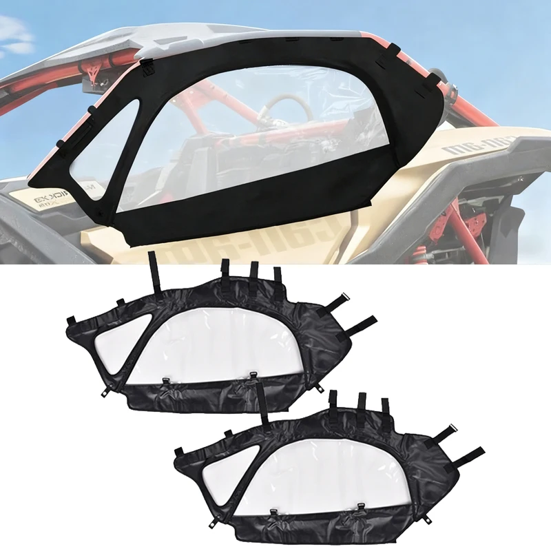 

For Can-Am Maverick X3 R RR 900 HO 4x4 XRC XMR XRS DS RS Turbo DPS 2017-2025 2-Seater UTV Soft Upper Door Set Kit
