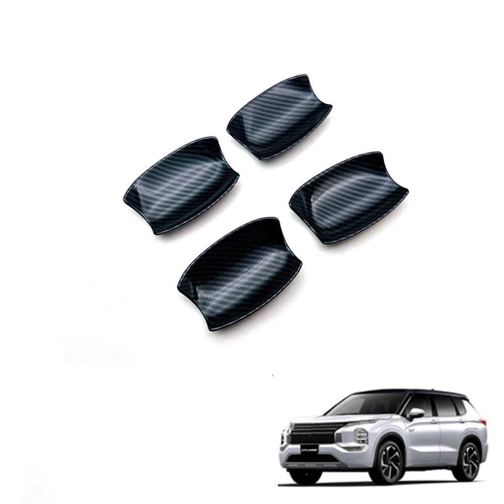 Car Carbon Fiber External Door Handle Bowl Cup Cavity Trim Catch Molding Garnish for Mitsubishi Outlander 2022 2023