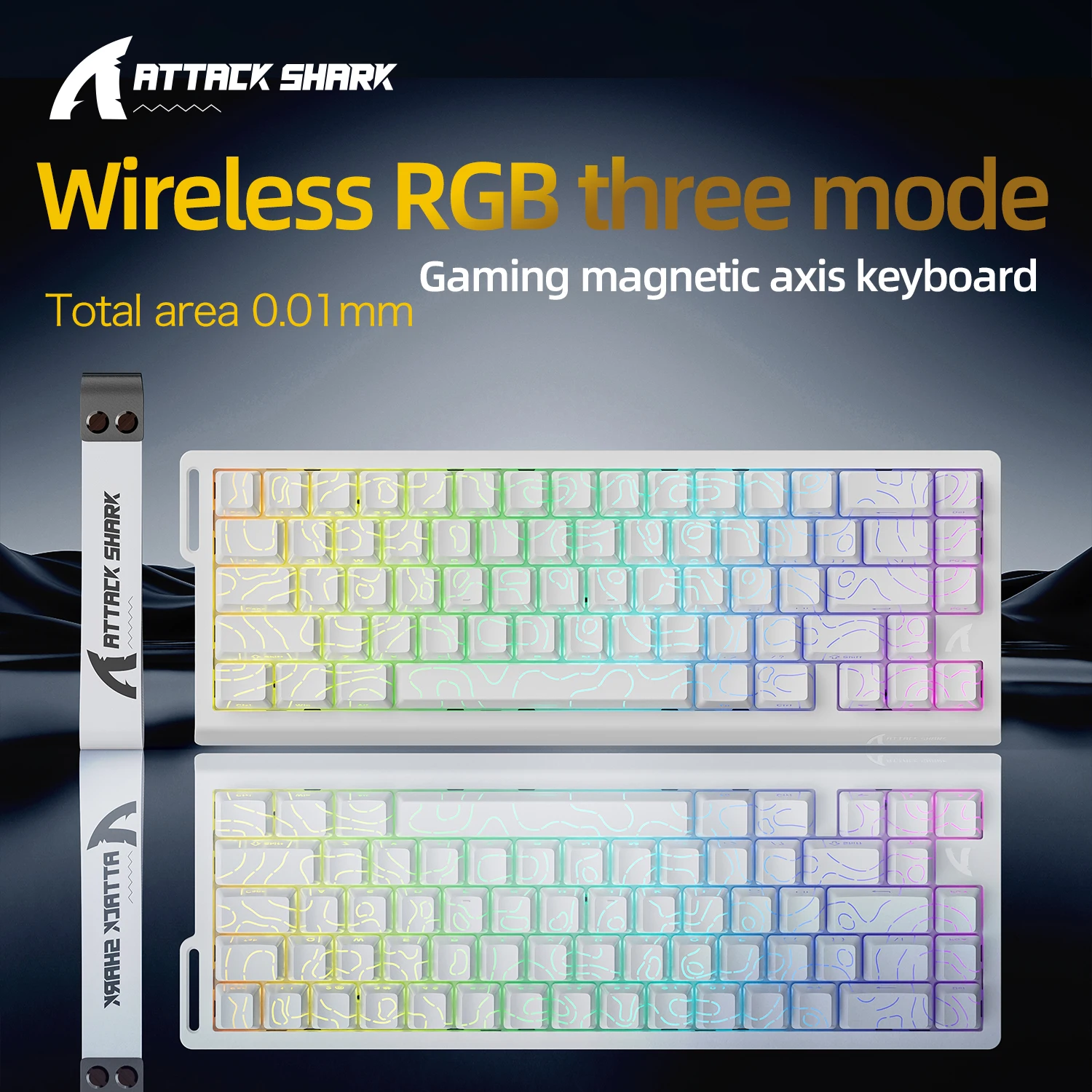 X68HE ATTACK SHARK Magnetisch gamingtoetsenbord Mechanisch Bedraad voor Pro Gaming 0,01 mm Snelle trigg 8000 Hz SOCD/Rs 0,125 ms 128K-snelheid
