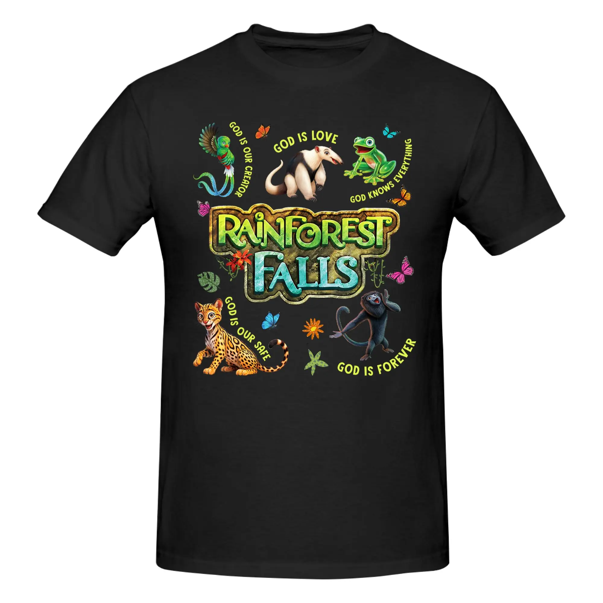 1 Piece Exploring The Nature Graphic 100% Cotton T-Shirt Rainforest Falls 2026 Tees Tops For Men