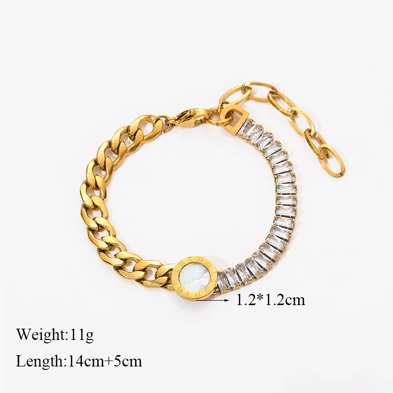EILIECK 316L Edelstahl Einfache Zirkonia-Kettenarmbänder für Damen Wasserdicht Luxuriöser Glitzer Stilvoller Charm-Schmuck Geschenke – Detail 22